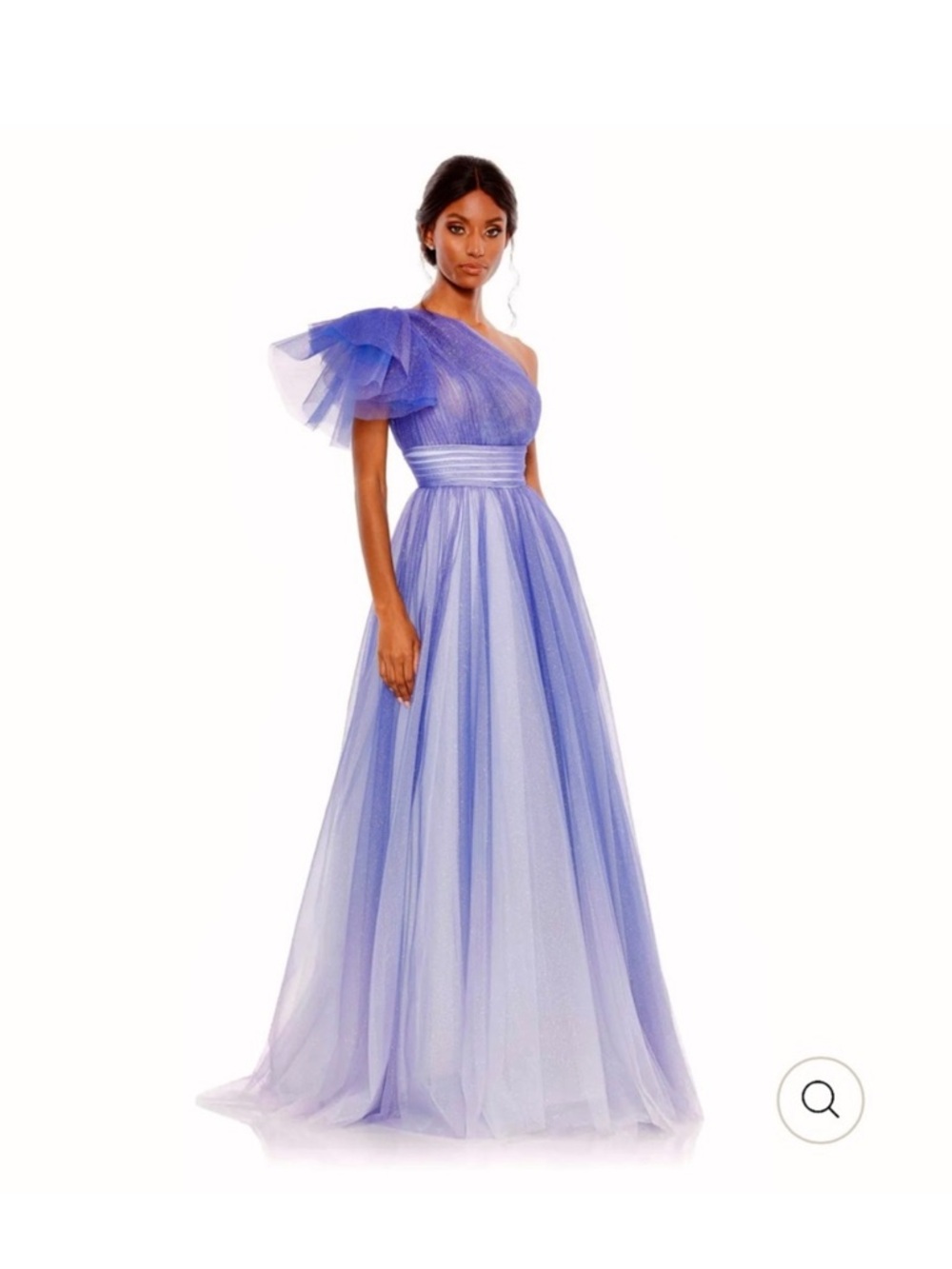 Mac Duggal Lavender Ombré Glitter One-Shoulder Tulle Evening Ball Gown Size 12 - Picture 11 of 11